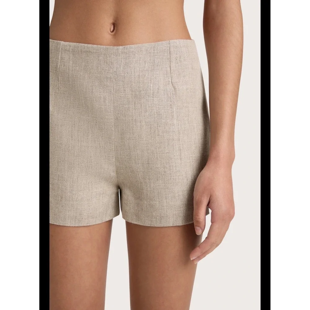 Reformation 100% Linen Old Money Natural Ecru Shorts Retro Boho Preppy 0